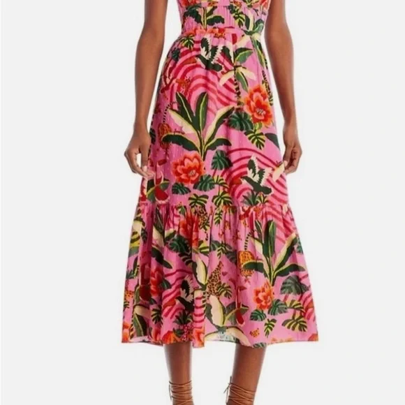 FARM Rio Pink Leopard Forest Midi Dress - Picture 2 of 9